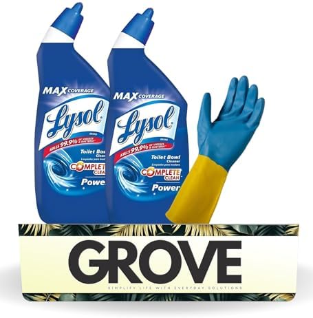 GROVE Fresh Scent Toilet Cleaner 24 oz with Gloves Bundle