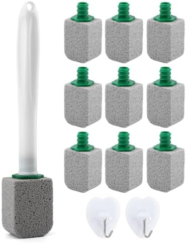 CALIDAKA 10-Pack Pumice Stone Cleaner with Long Handle and Adhesive Hooks