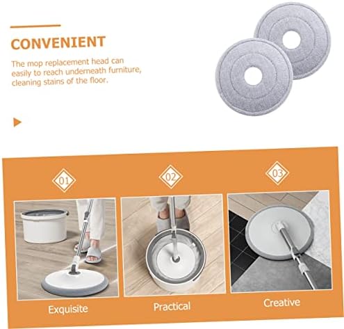 2Pcs Round Mop Replacement Heads for Hardwood Tile Floors
