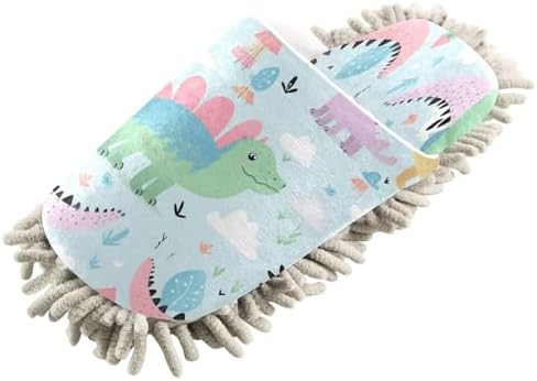 Bulletgxll Dinosaur Pattern Mop Slippers for Men Women - M