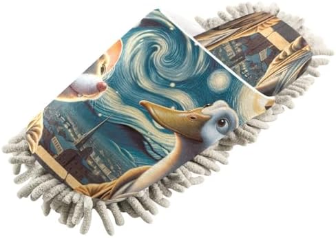 Zhirexin Starring Night Cleaning Slippers with Microfiber Mop Pads