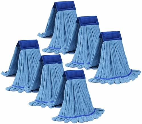 DRKLEAN 6 Pack Large Microfiber Tube Mop Heads - Blue