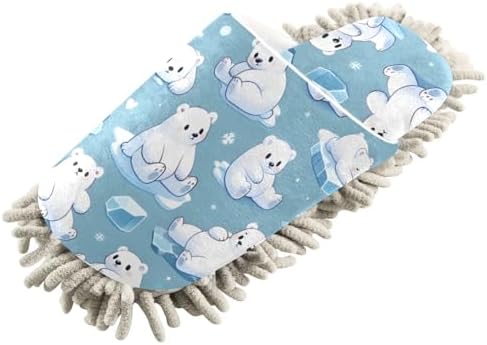 FLildon Microfiber Cleaning Slippers Polar Bears Mop Shoes
