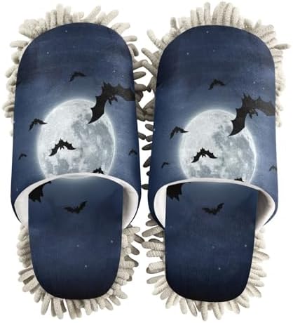 FLildon Microfiber Mop Slippers Halloween Bats Design