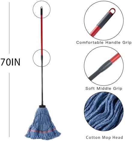 Heavy Duty Wet Mop with Screw Handle - 4 Sets