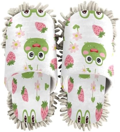 Bulletgxll Cartoon Frogs Cleaning Mop Slippers - M