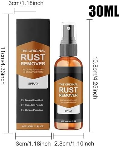 Car Rust Remover Spray 30ml for Metal and Concrete Cleaning