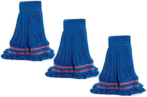 Matthew Cleaning Microfiber String Mop Head Replacement - 3 Pack Blue