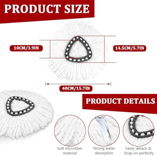 NICEMOVIC 5 Pack Spin Mop Replacement Heads
