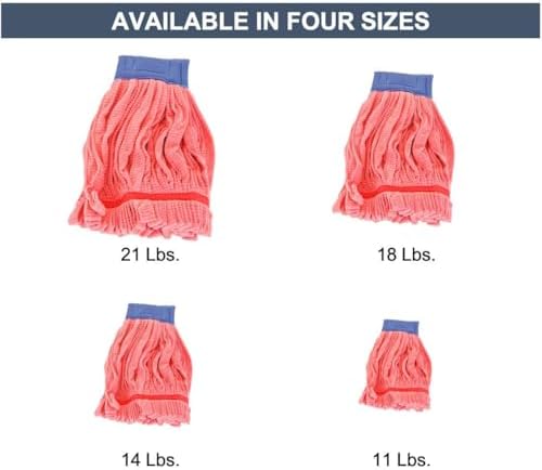 Arkwright Microfiber Tube Mop Head - Lint Free Heavy Duty 14 oz Red