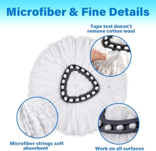 CDYJDY Mop Replacement Heads 3 Pack - Easy Wring Spin and Machine Washable