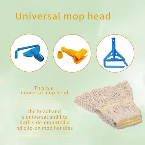 KLHB-YF Special White Coarse Cotton Yarn Mop Head 6 Pack