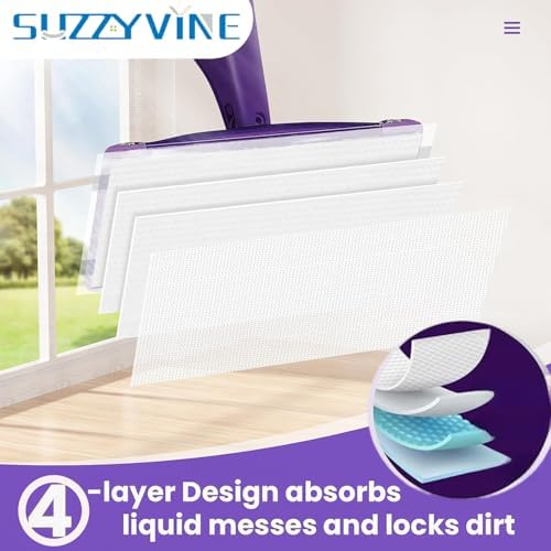 SUZZYVINE Wet Jet Mop Pads Refills 118 x 591 30 Count Multi-Surface