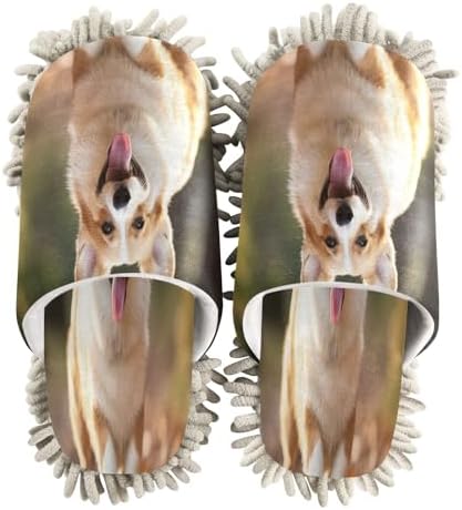 Bulletgxll Cute Dog Microfiber Mopping Slippers - L