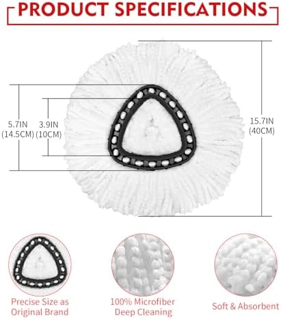 3 Pack Spin Mop Replacement Heads for O-Ceda Easywring