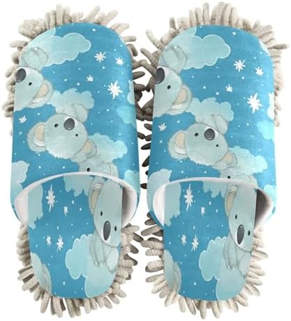 Bulletgxll Clouds and Koala Mopping Slippers - Washable Reusable