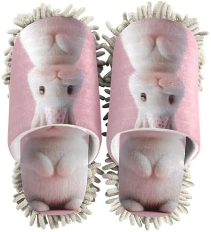 FLildon Microfiber Mopping Slippers with Bunny Hat Size M
