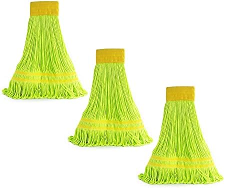 Matthew Cleaning Microfiber String Mop Head Replacement Green 3 Pack