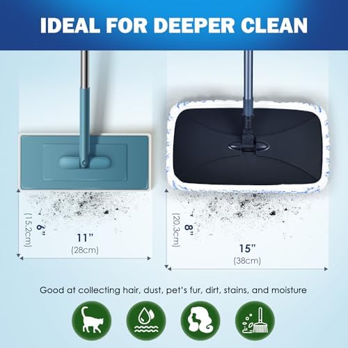 Matthew Microfiber Mop Refills for 15x8 Mops - 3Pcs Reusable Replacement Heads