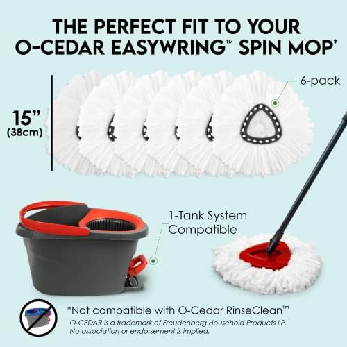 Turbo Mops Mop Refills - 6 Pack Compatible with Easy Wring Tanks