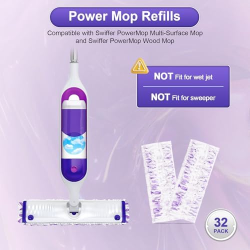 Kamitaly 32 Count Swiffer Power Mop Refills 14-Layer Multi-Surface Replacement Pads