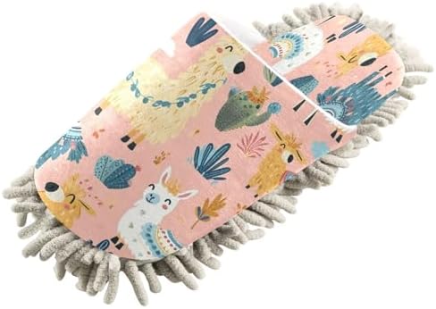 Bulletgxll Playful Llama Mop Slippers - M