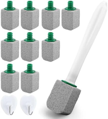 CALIDAKA 10-Pack Pumice Stone Cleaner with Long Handle and Adhesive Hooks