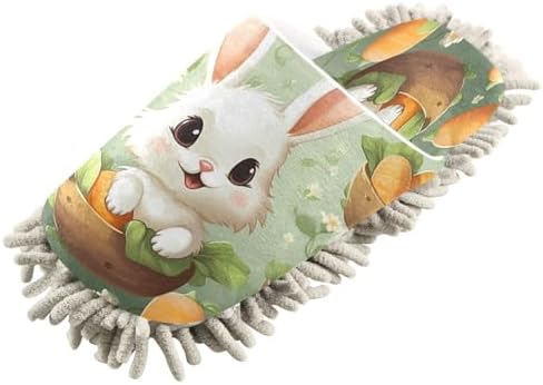 Bulletgxll Rabbit and Carrots Microfiber Cleaning Slippers - M
