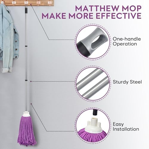 Matthew Microfiber Mop Refill - 2 Heads with 54 Handle Purple