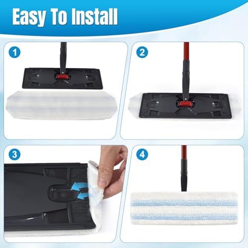 MengTiger 4-Pack Replacement Mop Pads for O-Cedar H2Pro Vileda