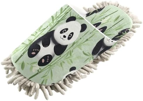 Bulletgxll Panda Bears Microfiber Cleaning Slippers - L