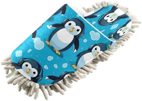 Bulletgxll Cute Penguins Cleaning Slippers Mop Pads Replacement