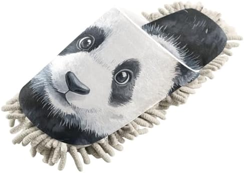 FLildon Microfiber Mop Slippers Panda Design Washable Cleaning Shoes Size M