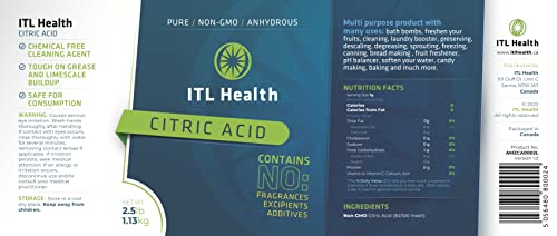 Mag365 Non-GMO Citric Acid 1kg Recyclable Tub