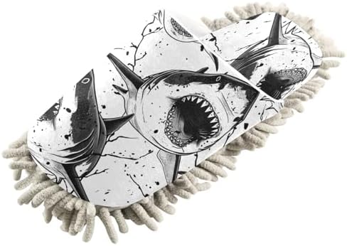 Bulletgxll Shark Pattern Microfiber Cleaning Slippers - L