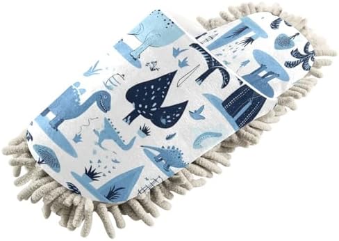 Bulletgxll Blue Dinosaurs Mop Slippers - M