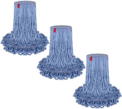 KLEEN HANDLER Blended Loop Mop Head 3-Pack Blue 24 Oz