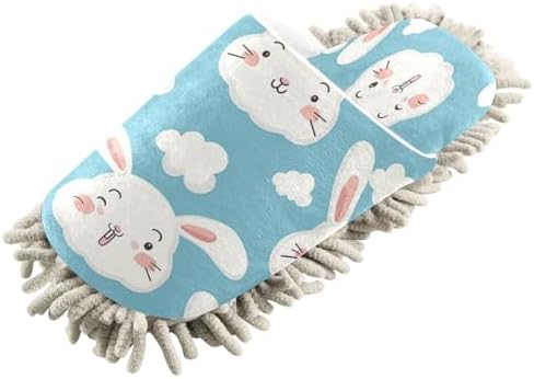Bulletgxll Rabbit with Clouds Mop Slippers