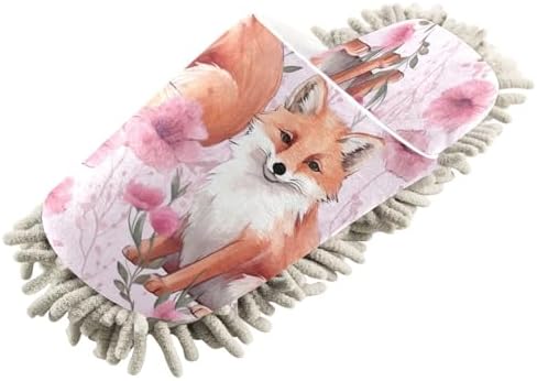Bulletgxll Cute Foxes Cleaning Slippers Wiped Mop Slippers Washable Floor Mop
