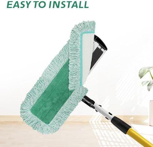 BeiLan Commercial Dust Pad Refill 6 Pack Green Microfiber for Rubbermaid