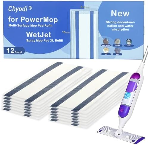 Chyodi 12-Pack Swiffer PowerMop Refills - Super Absorbent Multi-Surface Cleaning