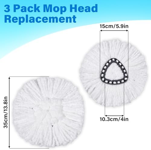 CDYJDY Mop Replacement Heads 3 Pack - Easy Wring Spin and Machine Washable