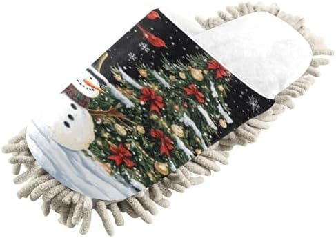 RunningBear White Black Snowman Mop Slippers for Home Cleaning