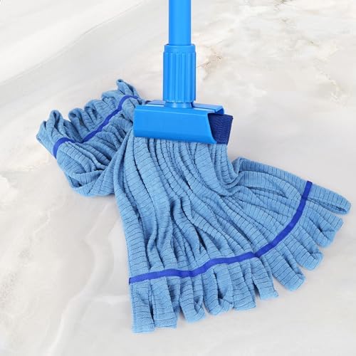 DRKLEAN 6 Pack Large Microfiber Tube Mop Heads - Blue
