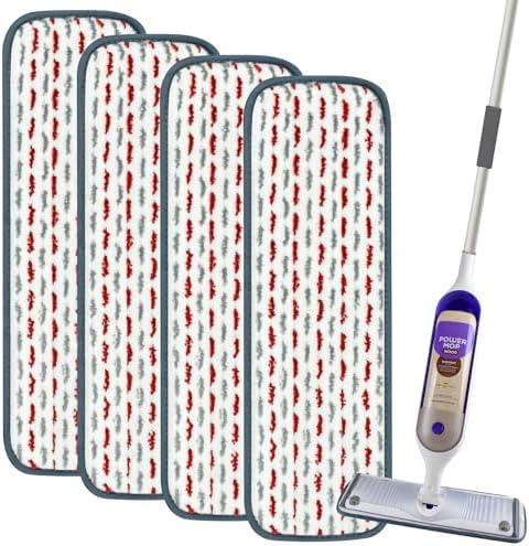 4 Pack Reusable Swiffer Power Mop Pads - Thicker Microfiber