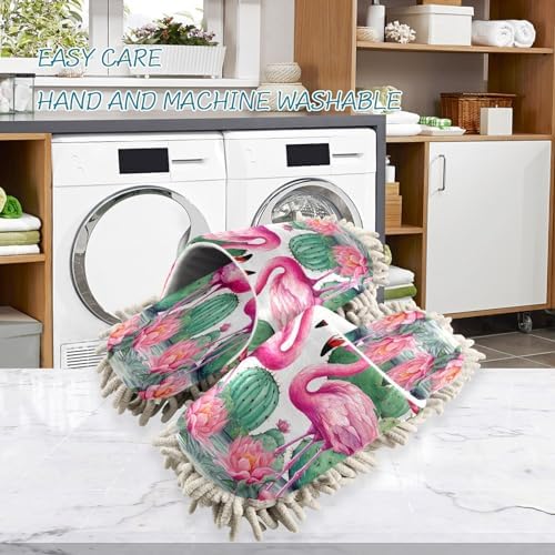 Bulletgxll Flamingo Cactus Mopping Slippers - M