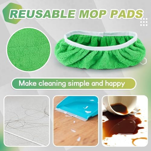 32 Pcs Reusable Microfiber Mop Pads for Swiffer Green