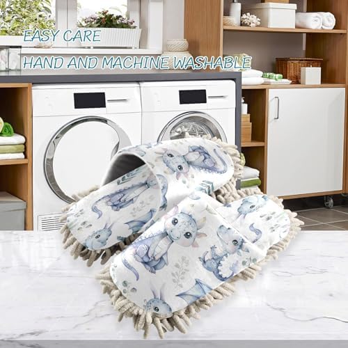 Zhirexin Cute Cartoon Water Dragon Microfiber Mop Slippers
