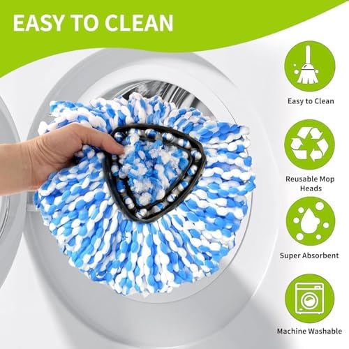 4 Pack Magicmops EasyWring Spin Mop Replacement Heads Blue