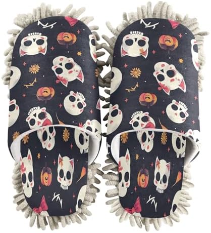Zhirexin Halloween Bow Skull Cleaning Slippers
